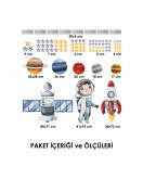 Uzay Gezegeni ve Astronot Duvar Sticker