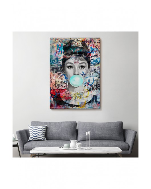 Audrey Hepburn Graffiti Pop Art Duvar Tablosu-6470