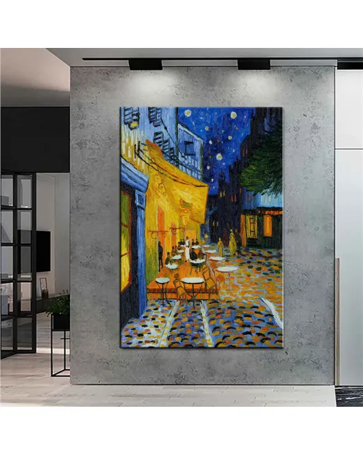 Dekoratif Van Gogh Cafe Teras Gece Tablo Tuval Üzerine Reprodüksiyon Kanvas Tablo