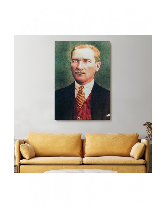 Atatürk Portre Tablosu Mustafa Kemal Atatürk Dikdörtgen Dekoratif Kanvas Tablo-CS-69