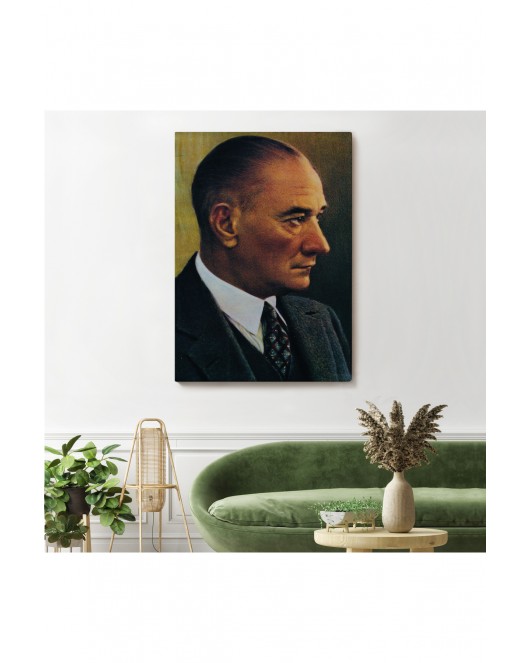 Atatürk Portre Tablosu Mustafa Kemal Atatürk Dikdörtgen Dekoratif Kanvas Tablo-DH-85