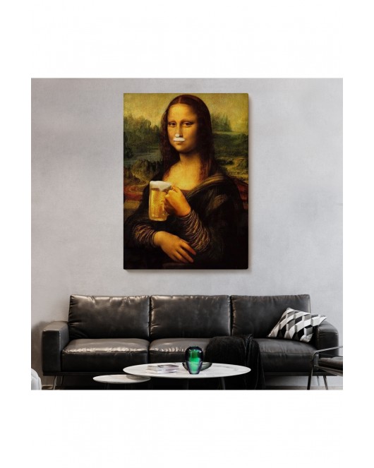 Bira İçme Mona Lisa Kanvas Tablo, Olağandışı Mona Lisa Kanvas Tablo-5219