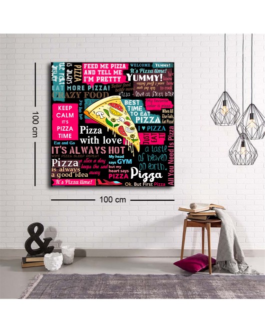 Dekoratif Baskı illüstrasyon Popart Pizza Afiş Kanvas Tablo