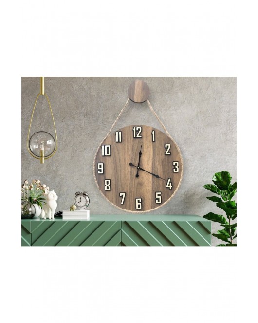 PREMİUM HALATLI DEKORATİF AHŞAP DUVAR SAAT,DUVAR SAATİ,AHŞAP SAAT,SAAT,WALL CLOCK