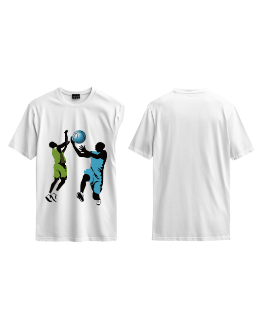 Yeşil ve Mavi Basketbolcu Baskılı Tişört Tasarım Baskılı T-shirt