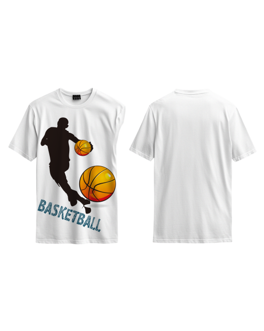 Basketball Yazılı Basketbolcu ve Top Baskılı Tasarım OversizeTshirt