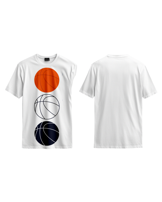 Turuncu, ve Siyah Basketbol Topları Baskılı Tasarım Oversize Tshirt Tişört