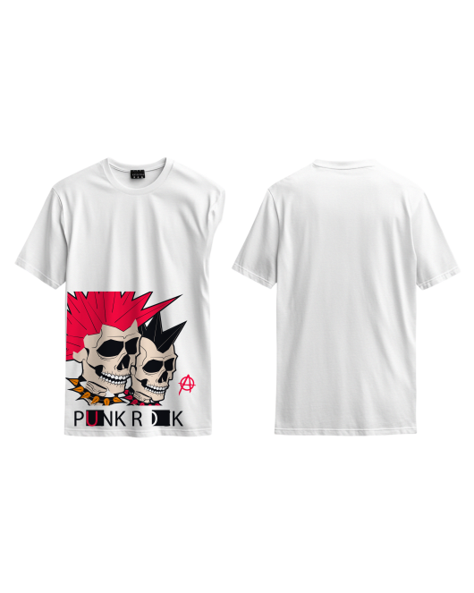 Punk Rock Yazılı Kurukafa Tasarım Baskılı Oversize Tshirt