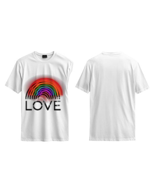 Love Yazılı Renkli Tasarım Baskılı Oversize Tshirt Tişört