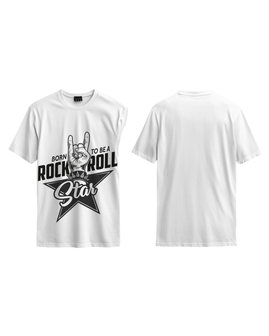 Rock And Roll Tasarım Baskılı Oversize Tshirt Tişört